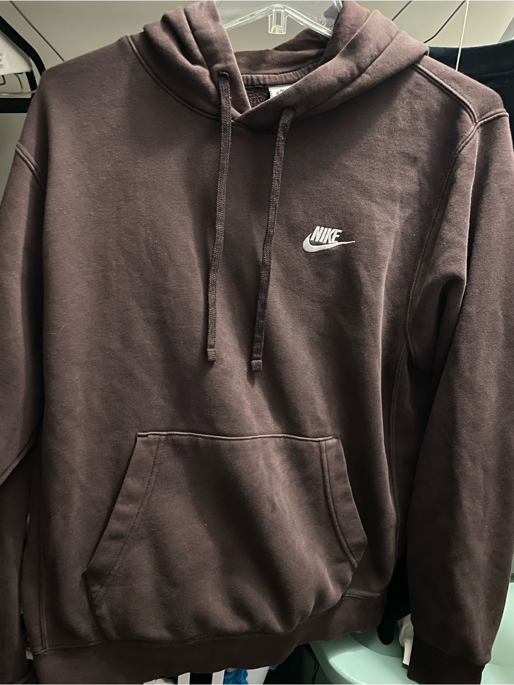 Nike Brown Pullover Hoodie with White Swoosh